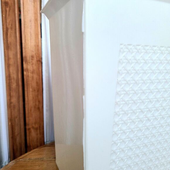 1960s Wastebasket Plastic Trash Can Bin White Retro Mid Century USA Vtg Kitchen - Picture 9 of 12